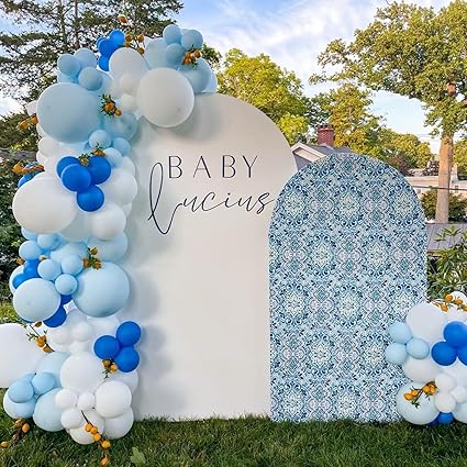 Blue and White Balloon Arch Kit, 100pcs Light Blue White Balloon Garland Kit with Different Sizes Balloons, Baby Blue Pastel Blue White Balloons for Baby Shower Wedding Birthday Party Decorations