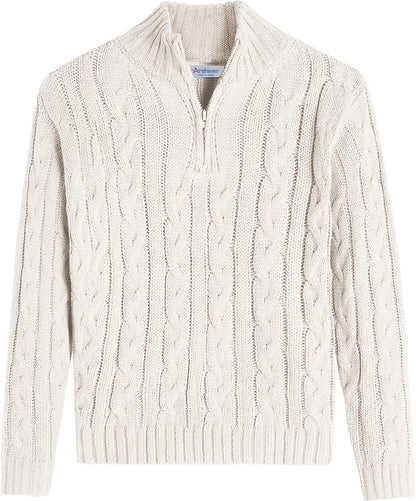 Boy's Cable Knitted Sweater Half Zip Lightweight Casual Pullovers for Kids 3-12 Years