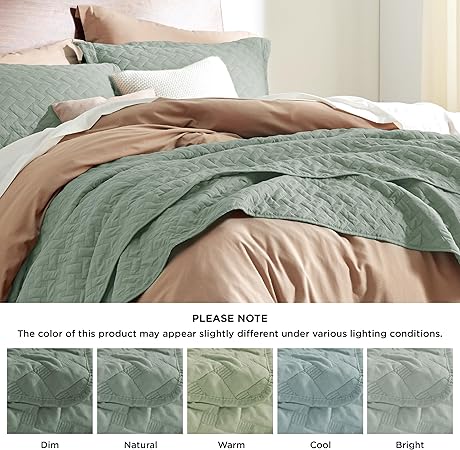 Bedsure Quilts Queen Size - Lightweight Bedspreads Queen Size with Basket Weave Pattern, Soft Quilt Bedding Set, Sage Green Comforter Set Coverlet for All Seasons with 2 Pillow Shams