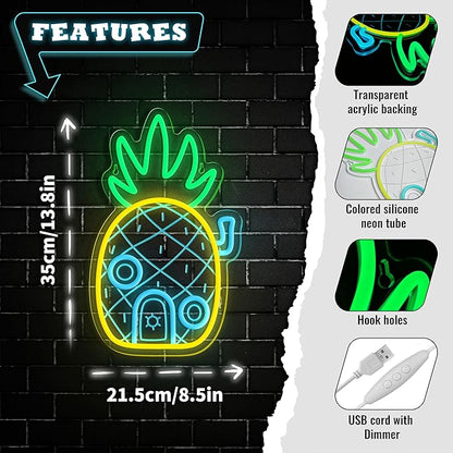 Dimmable neon sign with LED light under the sea and pineapple for wall decoration, ocean theme, children's room, bedroom, playroom, birthday party decoration, gifts for