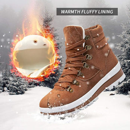 FRACORA Womens Combat Boots Lace Up Ankle Boots Winter Snow Boot Side Zipper Fashion Booties...