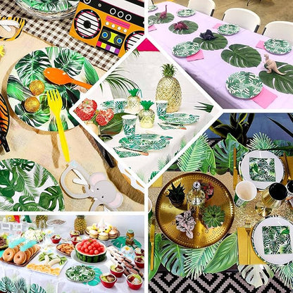 Efavormart 25 Pack  9" Tropical Palm Leaf Mix Dinner Disposable Paper Plates - 300 GSM