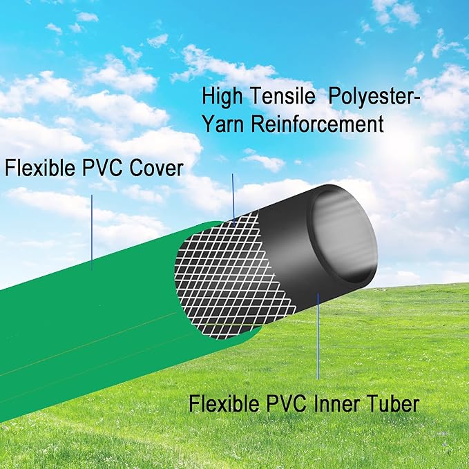 PVC Garden Hose 12 Inch Green Heavy Duty Water Hose with Solid Brass Fittings,No Leaking, Flexible,for outdoors,Lawns,Patio (3 FT, Green, Brass Fittings)