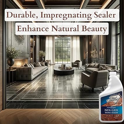 Black Diamond Stoneworks NEX-GEN Natural Stone Penetrating Sealer: Long-Lasting Protection Interior and Exterior ; Granite, Marble, Travertine, Limestone, Grout, Tile, Brick, Slate Floors (1-Gallon)
