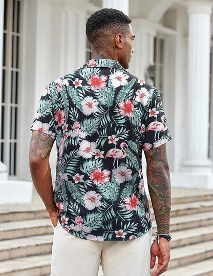 COOFANDY Mens Casual Button Down Shirts Short Sleeve Textured Shirt Summer Beach Shirts for Men