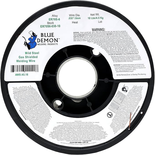 Blue Demon ER70S6 X .030 X 10 LB MIGGMAW Carbon Steel Welding Wire, All Position, Low Spatter, Formulated to Provide Porosity-Free, X-Ray Quality Welds