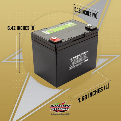 Interstate Batteries 12V 35AH Sealed Lead Acid (SLA) AGM Deep Cycle Battery (DCM0035) Insert Terminals (Terminal Hardware Not Included)