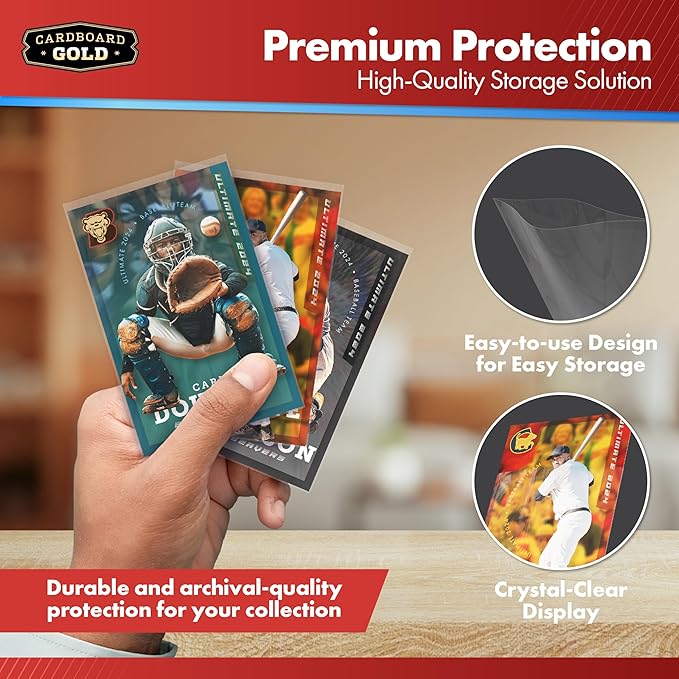 Cardboard Gold Penny Sleeves for Trading Cards - 100 Count Standard Size
