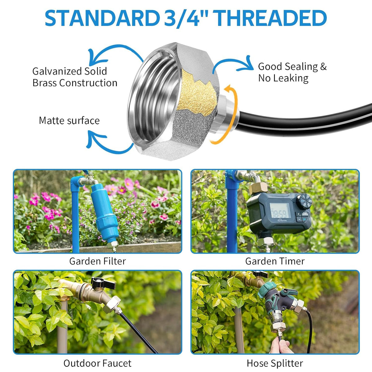 HOMENOTE Misting Cooling System Green, 42FT(13M) Pre-Assembled Kit with 15 Brass Nozzles & 3/4" Brass Adapter, Cooling Mister for Patio, Backyard, Pets, Garden & Greenhouse