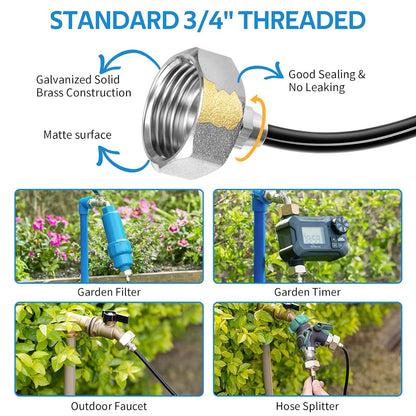 HOMENOTE Misting Cooling System Green, 42FT(13M) Pre-Assembled Kit with 15 Brass Nozzles & 3/4" Brass Adapter, Cooling Mister for Patio, Backyard, Pets, Garden & Greenhouse