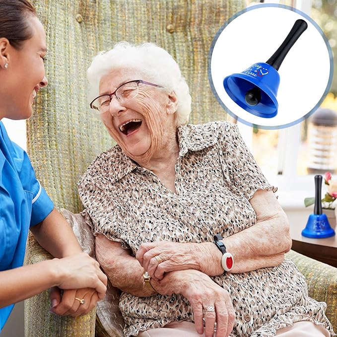 2 Pieces Ring for Nurse Bell Nurse Hand Call Bell Patient Alerting Hand Ringing Alarm for Calling Attention Care Assistance Emergency