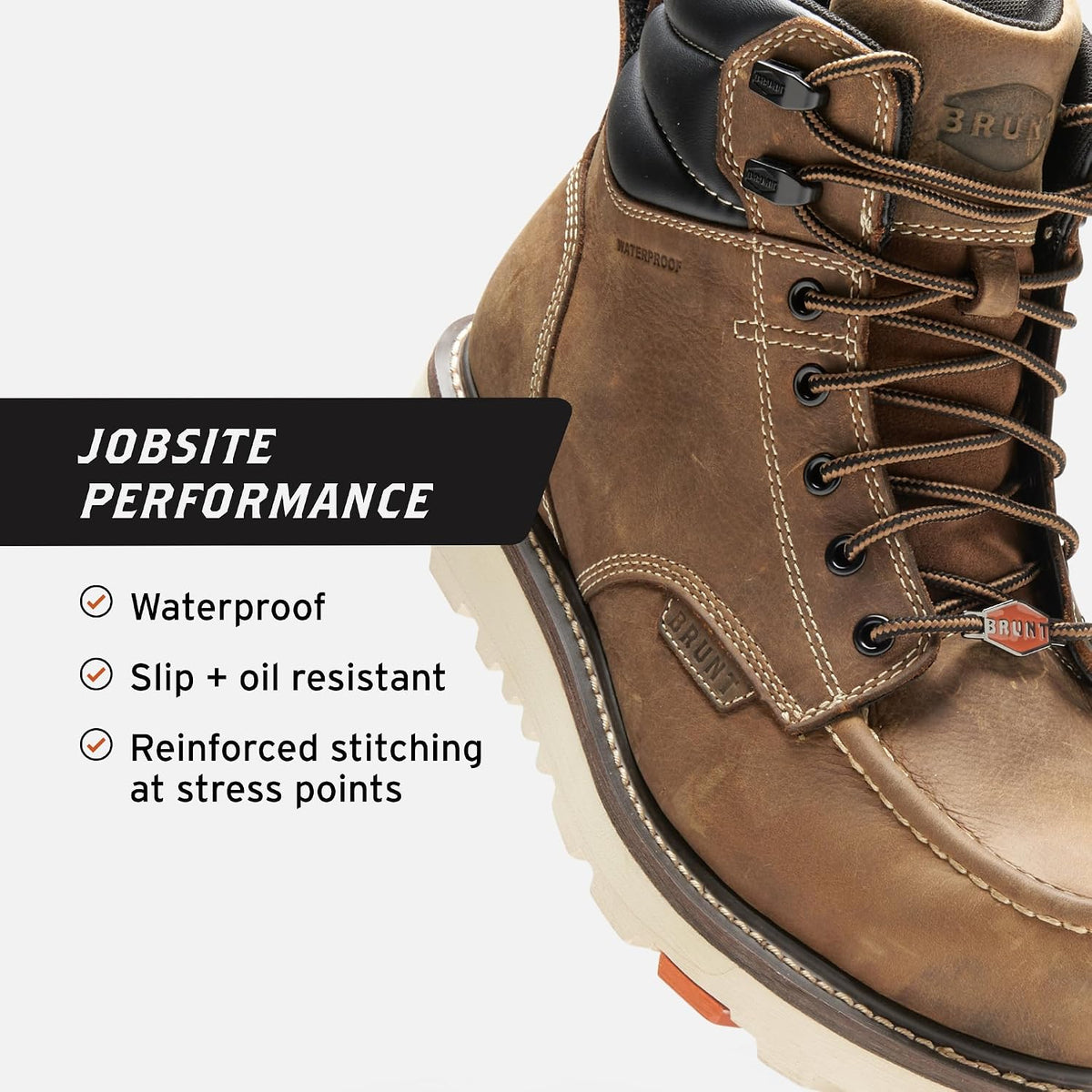 Welted (Soft Toe) - 6" Waterproof Moc Toe Wedge Work Boot - Goodyear Welt Construction - EH & ESR Rated - Oil & Slip Resistant - Adjustable Width System