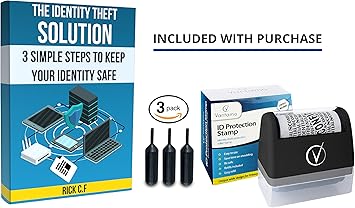 Identity Theft Protection Roller Stamps Wide Kit - Confidential Roller Stamp, Anti Theft, Privacy  Security Stamp, Designed for ID Blackout Security - Classy Black with 3 Refills