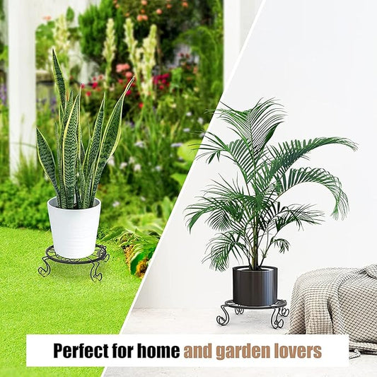 Metal Plant Stand Indoor/Outdoor, Low Corner Plant Stand, Decoration Small Plant Holders for Home, Anti-Rust Iron Heavy Duty Plant Holders, Flower Pot Rack Display Shelf, Black (3 Pack)