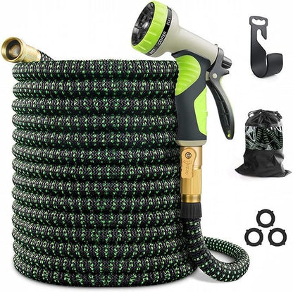 Garden Hose Pipe Spray Gun,High Pressure Anti-Leaking Hose Gun(25FT),9 Adjustable Patterns Garden Hose Nozzle Sprayer with,Suitable for watering plants and lawns,Green,50FT