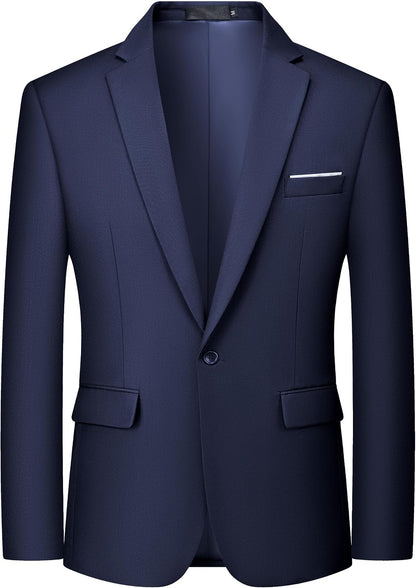 Men's One Button Blazer Casual Solid Color Suit Jacket Slim Fit Lightweight Sport Coats Blazers