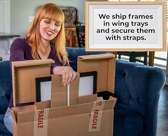 17x20 Frame Natural Wood Picture Frame | 0.75 Inch Moulding Width | Solid Wood | Complete with UV Acrylic Plexiglass, Foam Board Backing & Hanging Hardware