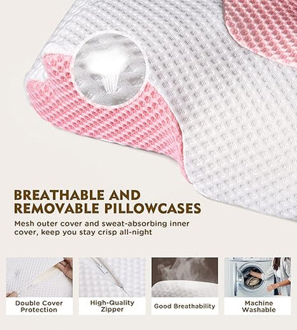 Osteo Cervical Pillow for Neck Pain Relief, Hollow Design Odorless Memory Foam Pillows with Cooling Case, Adjustable Orthopedic Bed Pillow for Sleeping, Support for Side Back Sleepers