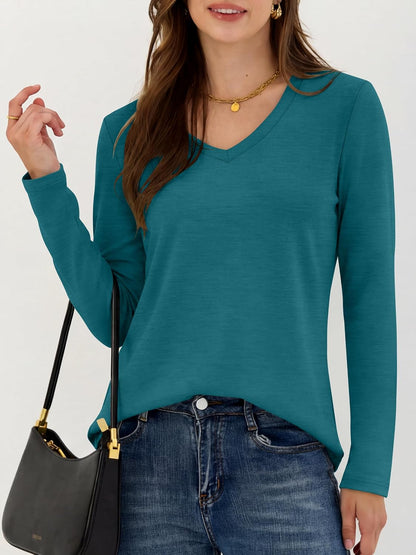 SONOMA, Women's Long Sleeve Shirts V Neck Top | Soft Comfy Stretchy Spacer Tshirts, Basic Tee, Winter Layer Clothing, Business Casual Work Fall Outfits?Travel Daily Wear .