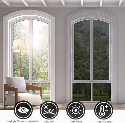 KESPEN Window Film One Way Daytime Privacy Static Cling Heat Control Glass Window Tint Mirror House Film, Black-Silver, 41.3 Inch X 13.1 Feet