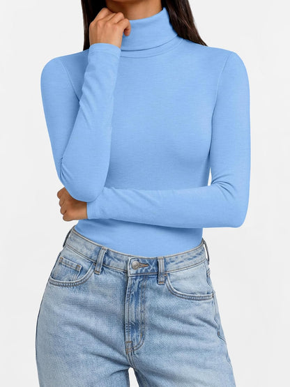 Trendy Queen Women's Turtleneck Long Sleeve Shirts Basic Underwear Tops Winter Clothes