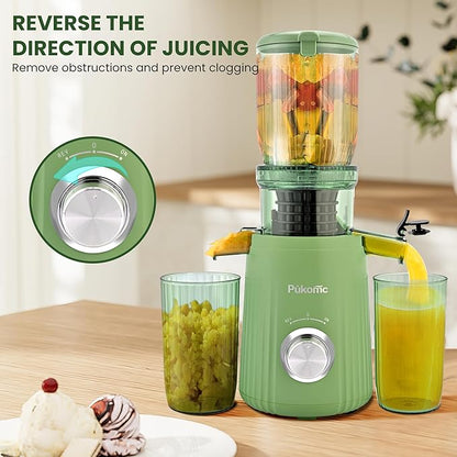 REFURBISHED - Missing the *wand/plunger* Pukomc Juicer Machines, Cold Press Juicer with 4.1'' Large Feed, Slow Masticating Machines, High Juice Yield, Easy to Clean