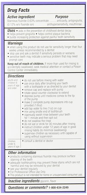 3M ESPE 12105F PerioMed 0.63 Stannous Fluoride Oral Rinse Concentrate Refill, Tropical Fruit Flavor, 10 oz. Bottle with Pump