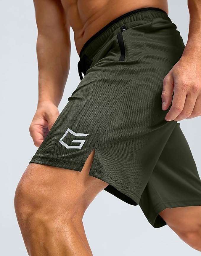 G Gradual Men's Gym Shorts wtih Zipper Pocket 9" Athletic Basketball Mesh Shorts for Men Workout Quick Dry Lightiweight