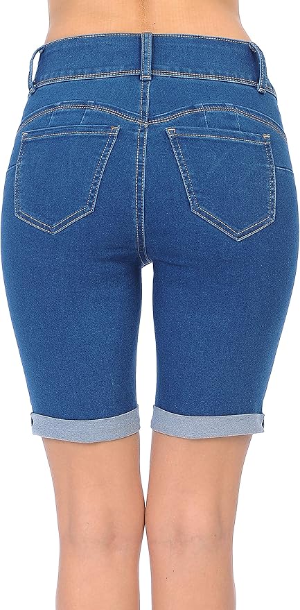 WAX JEAN Women's Juniors Butt I Love You High Rise Push-Up 2 Button Bermuda Denim Shorts https://a.co/d/1bB1bjC