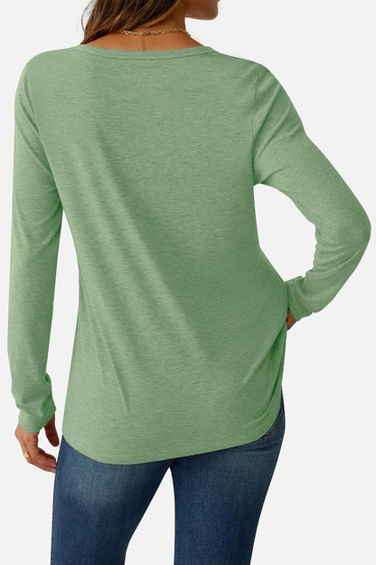 GKBK V Neck Long Sleeve Shirts for Women Soft Basic Tees Spring Casual Tops Trendy Everyday Wear .