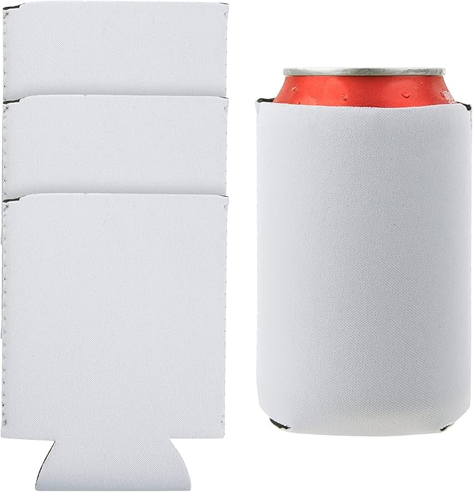 Craft Express Neoprene Can Coolers 4-Pack  Blank White Sleeves for Sublimation and Heat Transfer  Insulated Beverage Holders for 12oz Cans  Ideal for DIY Personalized Gifts and Events