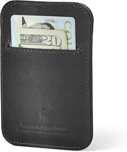 Distil Union Wally Sleeve - Slim minimalist wallet made of premium leather and credit card holder with RFID protection MagLock security, access with tab, Black -, Sleeve