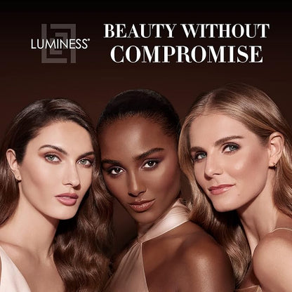 Luminess Silk 4-in-1 Airbrush Foundation Makeup Starter Kit - Warm Coverage, 6-piece - Includes 2x Silk Airbrush Foundation, Blush, Glow Highlighter, Moisturizer Primer  Airbrush Cleaning Solution