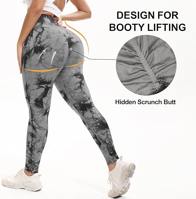 Tie Dye High Waisted Seamless Women's Yoga Leggings Soft Tummy Control Workout Leggings for Gym Athletic