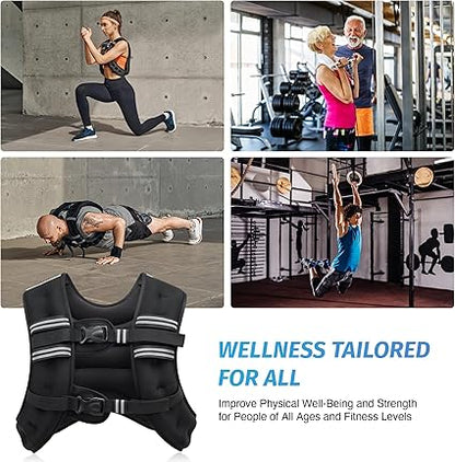 ZELUS Weighted Vest, 6lb8lb12lb16lb20lb25lb30lb Weight Vest with Reflective Stripe for Workout, Strength Training, Running, Fitness, Muscle Building, Weight Loss, Weightlifting