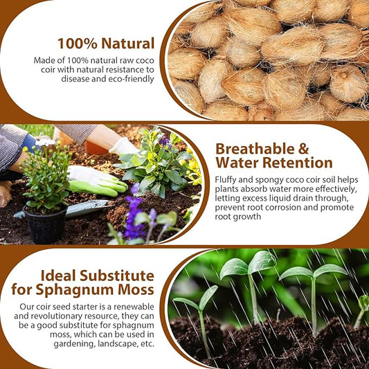 Legigo Pack of 10 Organic Coco Coir Bricks- 100 Natural Compressed Coco Peat Brick Coconut Fiber Substrate with Low ECpH Balance, Plant Soil Enhance Root Growth for Herbs, Flowers, House Plants