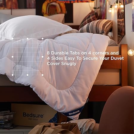 Bedsure Comforter Duvet Insert - Quilted Comforters Twin Size, All Season Duvet, GentleSoftTM Down Alternative Bedding, with 8 Tabs, Gifts for WomenMen, White, Twin 88 x 68 Inches
