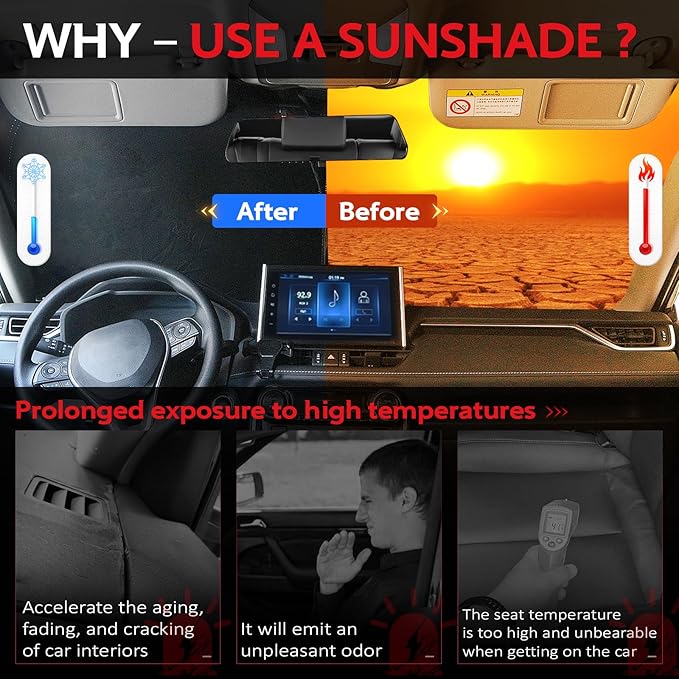 KAYZT Windshield Sun Shade for 2021-2025 Toyota Sienna Foldable Sunshade Front Window Custom Fit Car Accessories