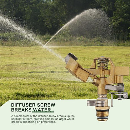 Brass Impact Sprinkler,Heavy Duty Brass Sprinklers for Yard Lawn Garden,Adjustable 20 - 360 Pattern, 20' - 41' Spray Distance