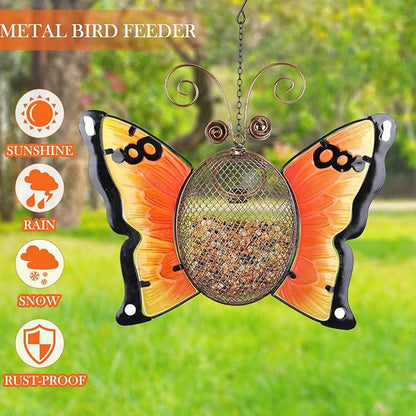 Wild Bird Feeders Metal Hanging Wild Bird Seed Feeder Butterfly Garden Yard Outdoors Decoration