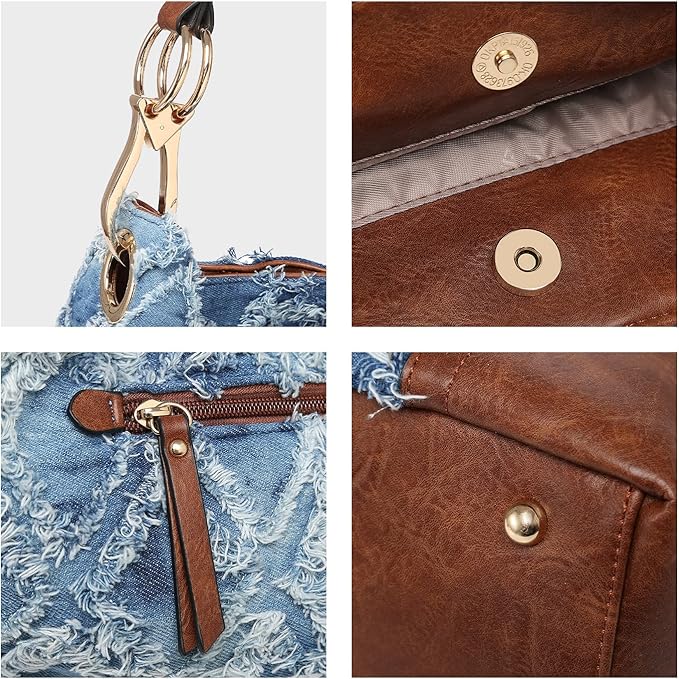 Hobo Purses for Women Soft PU Leather Handbags Slouchy Hobo Bags Shoulder Bag Top Handle Tote