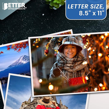Better Office Products Glossy Photo Paper, 8.5 x 11 Inch, 30 Sheets, 200 gsm, Letter Size, 23-Count Pack