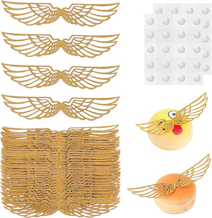cobee Golden Wings Cake Toppers Golden Wings for Cake Decorating Birthday Party Wings Cup Cake Topper (Golden Wings B)