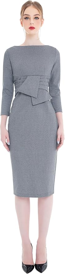 Marycrafts Women's Work Office Business Square Neck Sheath Midi Dress