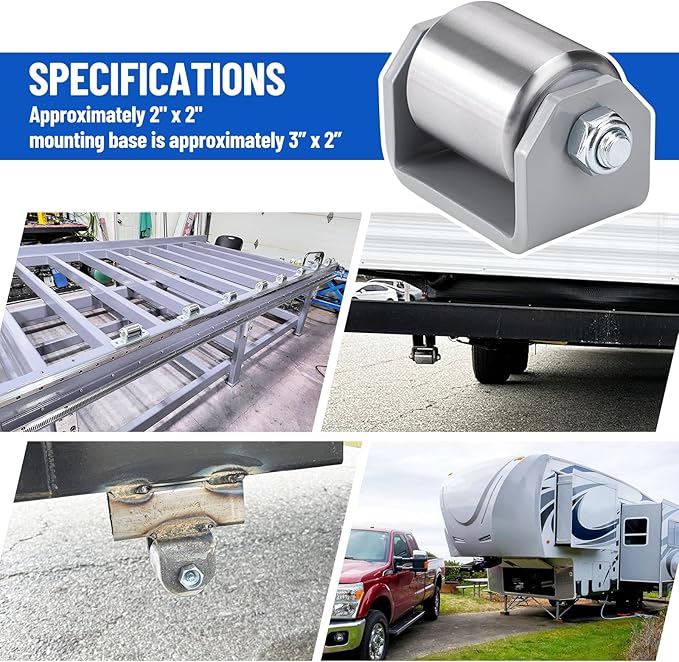 2" Weld on Trailer Roller Heavy Duty Steel Skid Wheels Caster Roller with for RV Trailers, Motorhome and 5th Wheels (Pack of 2)