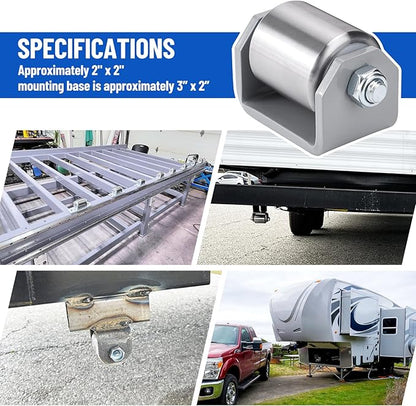 2" Weld on Trailer Roller Heavy Duty Steel Skid Wheels Caster Roller with for RV Trailers, Motorhome and 5th Wheels (Pack of 2)