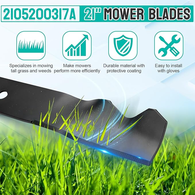 2105200317A Mower Blade Compatible with Murray 21 inch Push Mower Blade, Daye, HyperTough Blackmax MNA152901 MNA152903 MNA152701 Push Lawnmower, Lawn Mulching Blade Replaces Parts 84005221 2105200317