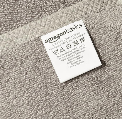 Basics - 2 Piece Quick-Dry Oversize Bath Towel, 100 Cotton, Platinum, 54" x 30"