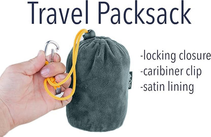 Inflatable Travel Pillow with Luxuriously Soft Washable Cover - Ergonomic Neck and Lumbar Support for Prevention of Cervical and Lower Back Pain (Daydreamer Grey)