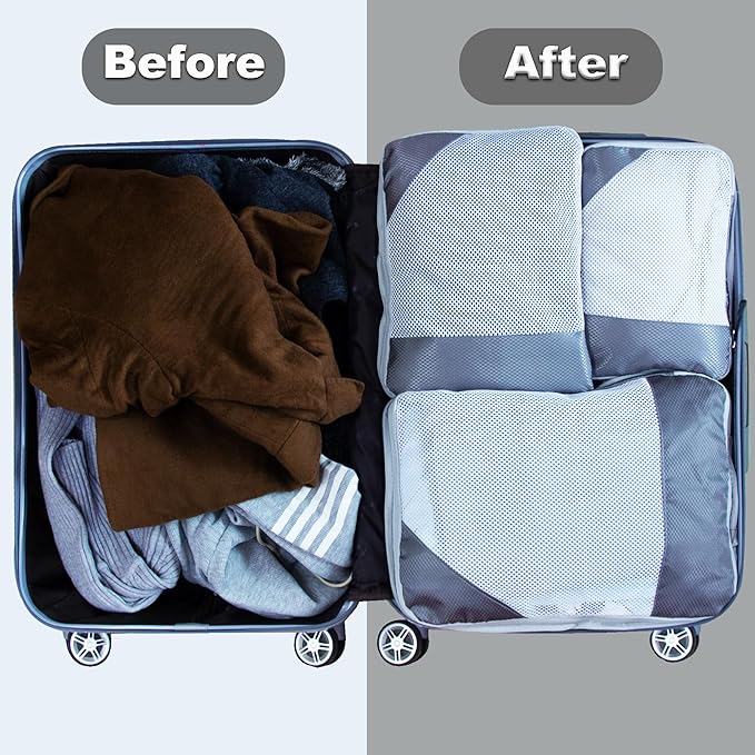 3 Set Compression Packing Cubes for Travel, Lightweight Packing Travel Organizer Zipper Cubes Set,Durable Travel Essentials Accessories Expandable Storage Travel Luggage Bags Organizers Set